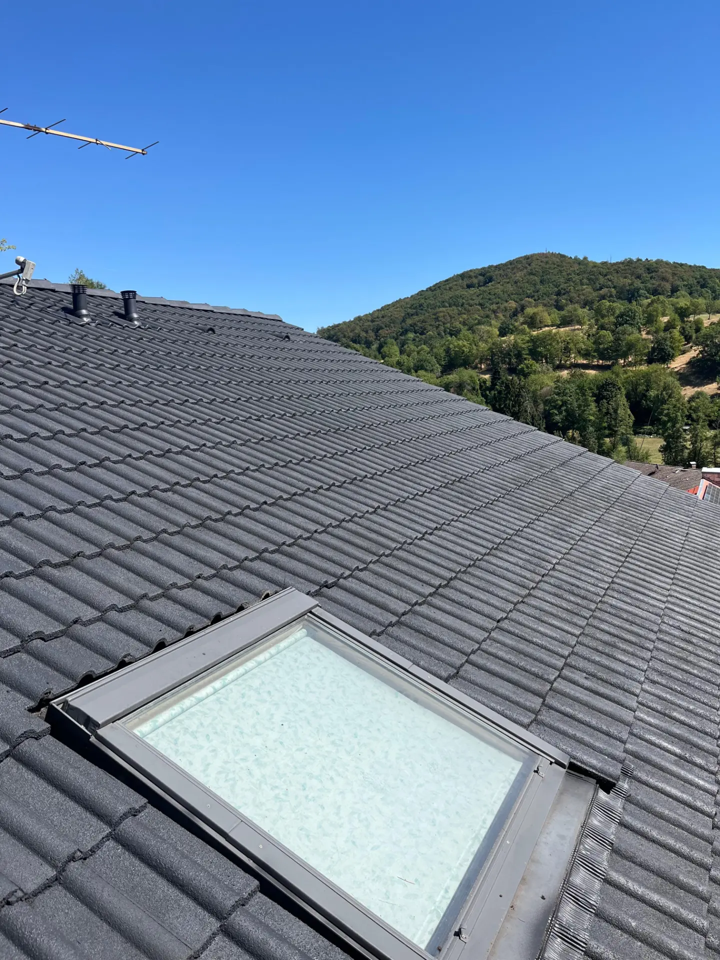 Frisch beschichtetes Dach mit Dachfenster – Rhein-Main